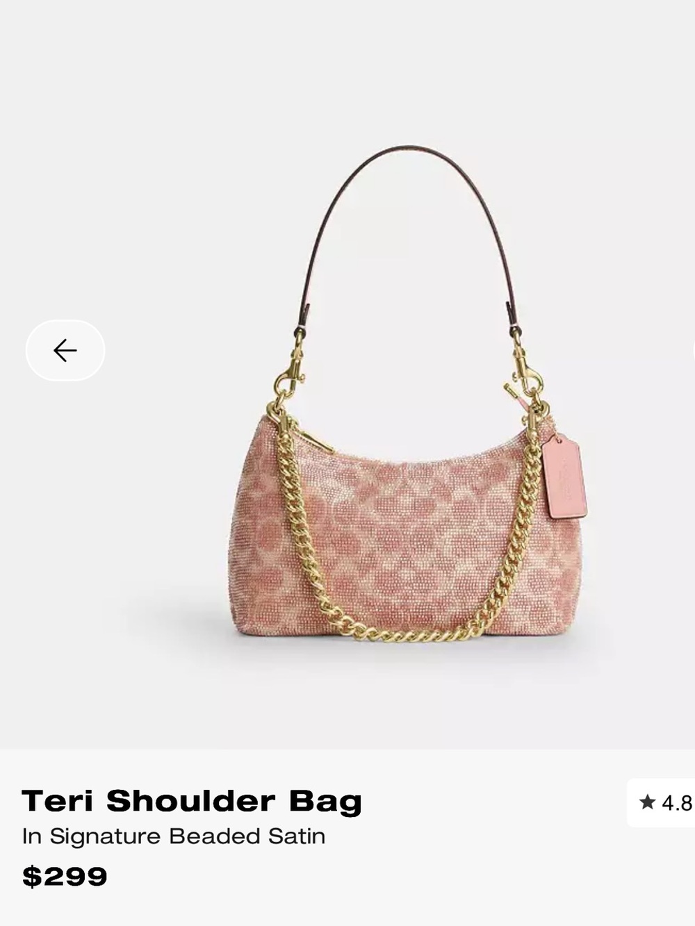 Coach Teri Shoulder Bag in Pink Beaded Satin